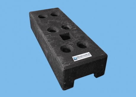 Bauzaunfuß 24 kg PVC - 6 Löcher - 1 Steckplatz Vierkant