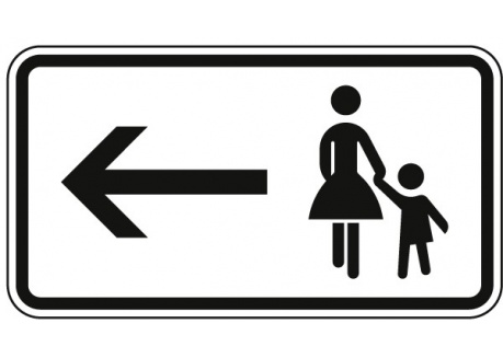 Fußgänger Gehweg gegenüber benutzen, linksweisend